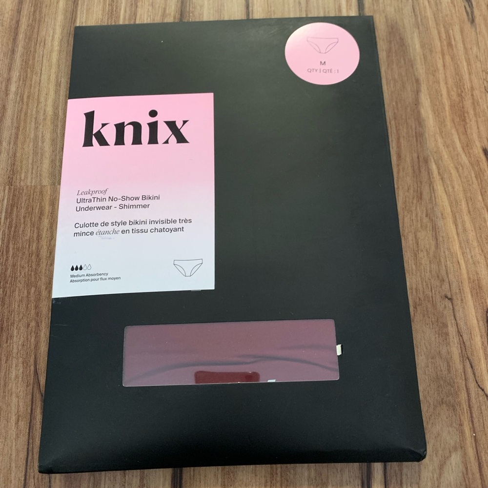 NWT Unopened Knix ultrathin no-show Bikini underwear in dark cherry medium M